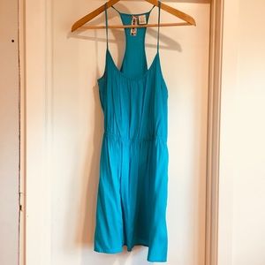 Turquoise racerback mini dress